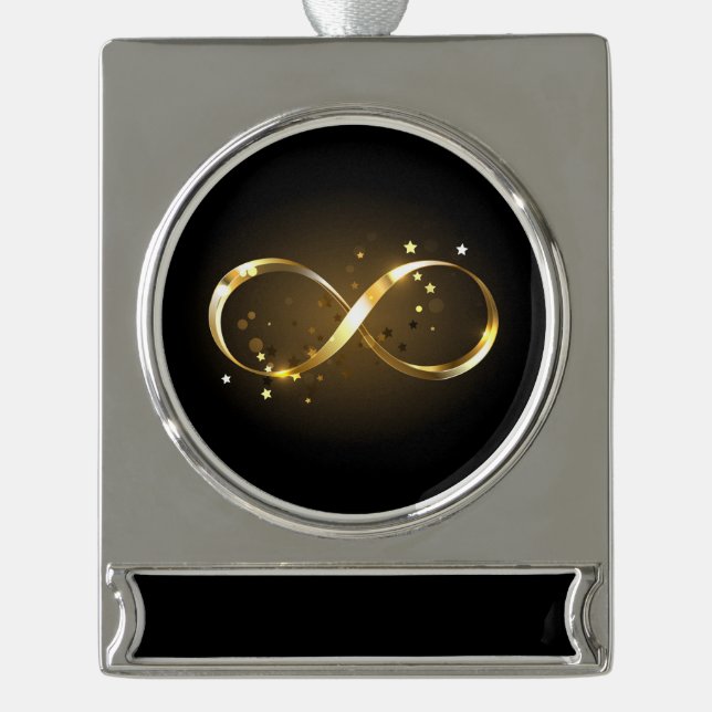 Golden Infinity Symbol Silver Plated Banner Ornament (Front)