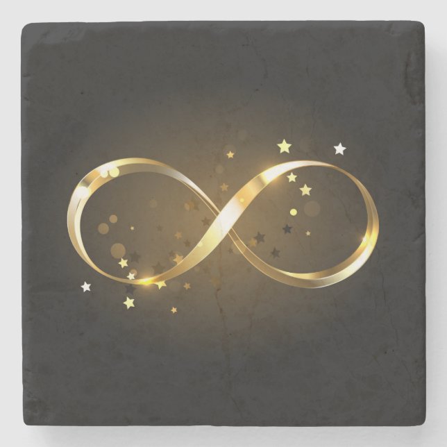 Golden Infinity Symbol Stone Coaster (Front)