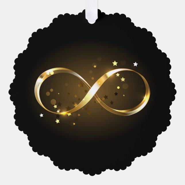 Golden Infinity Symbol Tree Decoration Card (Front)