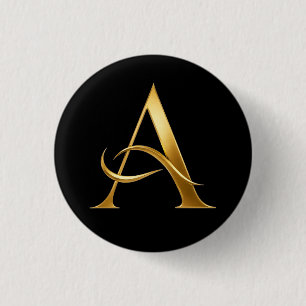 Golden Initial A Minimalist Design 3 Cm Round Badge