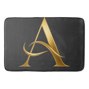 Golden Initial A Minimalist Design Bath Mat