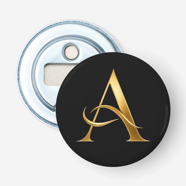 Golden Initial A Minimalist Design Bottle Opener (Front)