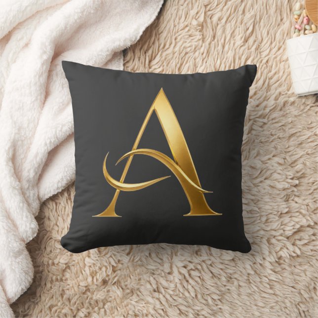 Golden Initial A Minimalist Design Cushion (Blanket)
