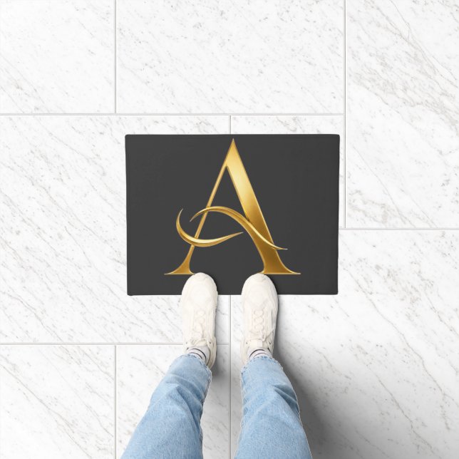 Golden Initial A Minimalist Design Doormat (Indoor)