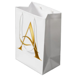 Golden Initial A Minimalist Design Medium Gift Bag