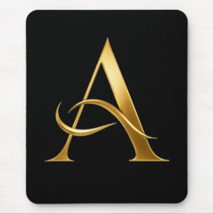 Golden Initial A Minimalist Design Mouse Pad