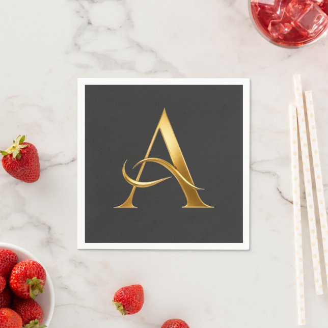 Golden Initial A Minimalist Design Napkin (Insitu)