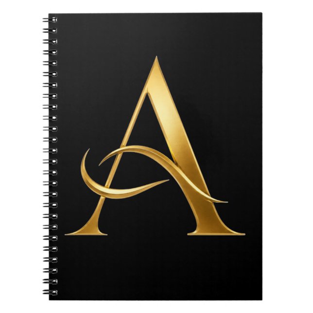 Golden Initial A Minimalist Design Notebook (Front)
