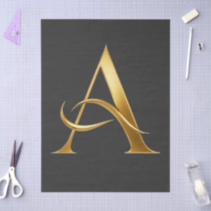 Golden Initial A Minimalist Design Tissue Paper