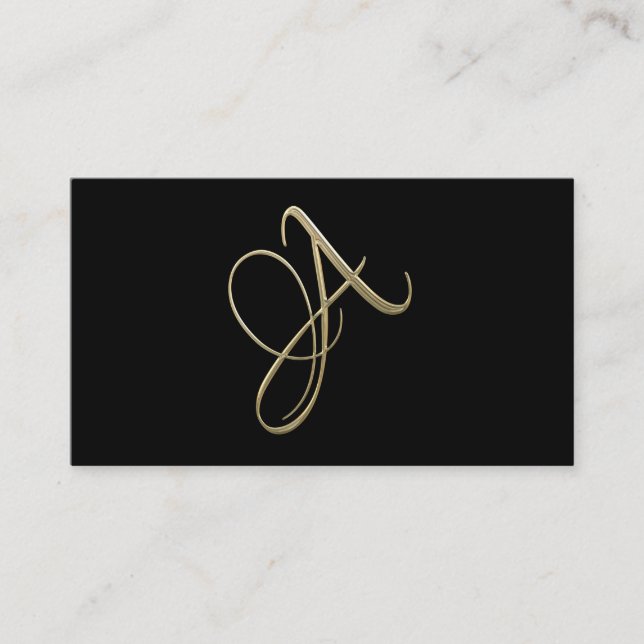 Golden initial A monogram Business Card (Front)