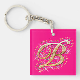 Golden Initial B - Cute Keychain