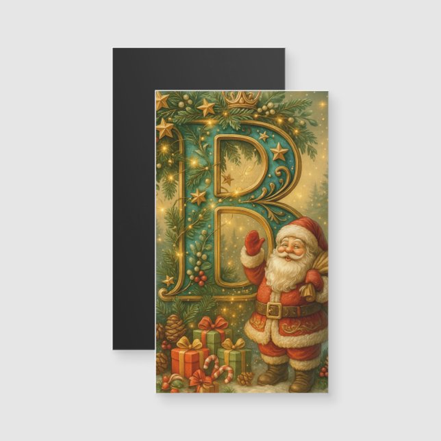 Golden Initial B with Santa Claus and Crown (Front/Back)