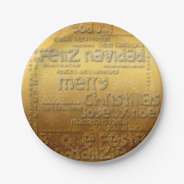 Golden International Christmas Navidad Paper Plate (Front)