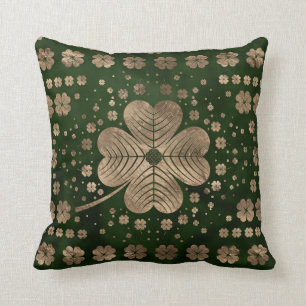 Golden Irish Shamrock Four-leaf clover Cushion