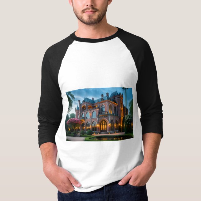 Golden Islamic Palace in the Mountains | AI-Genera T-Shirt (Front)
