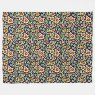 Golden Islamic Style Flowers Fleece Blanket