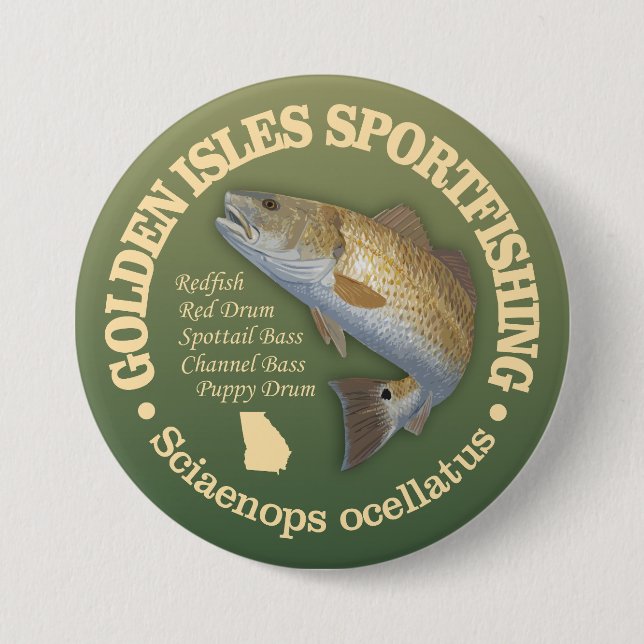 Golden Isles (redfish) 7.5 Cm Round Badge (Front)