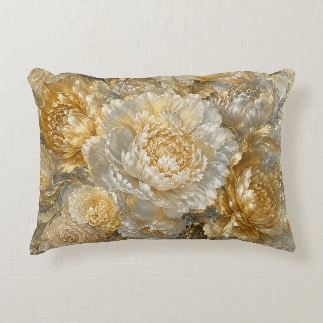 Golden Ivory Garden Decorative Cushion (Front)