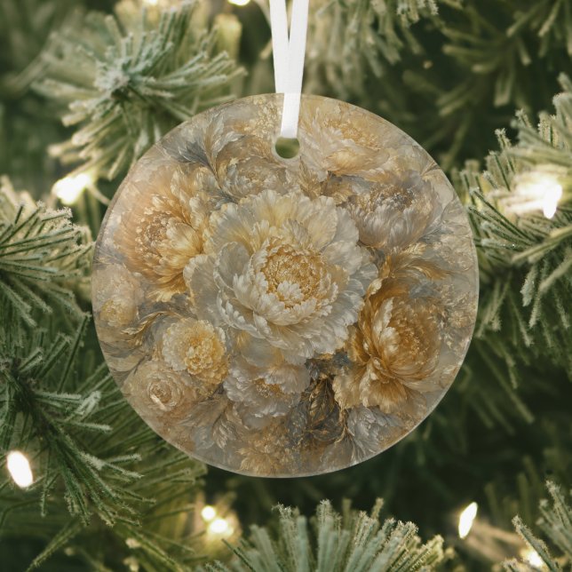 Golden Ivory Garden Glass Tree Decoration (Insitu)