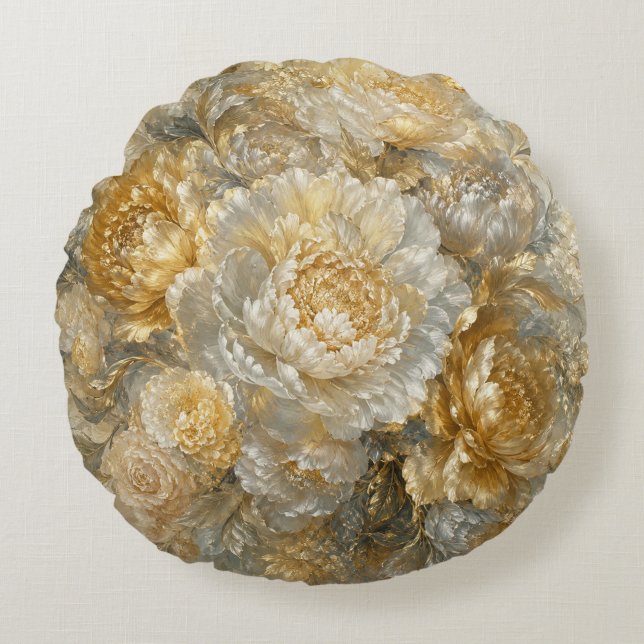 Golden Ivory Garden Round Cushion (Front)