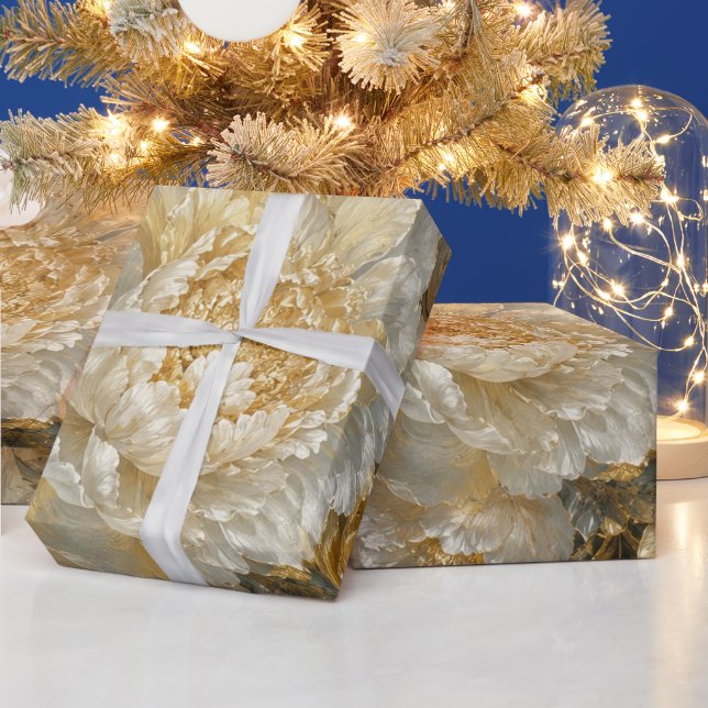 Golden Ivory Garden Wrapping Paper (Holidays)