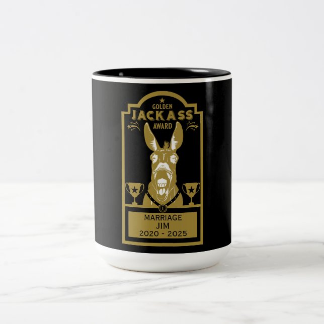 Golden Jackass Award Two-Tone Coffee Mug (Center)