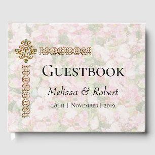 Golden Jewelled Floral Wedding Guest Book