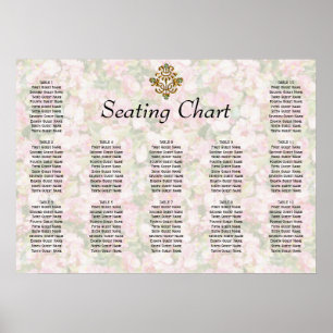 Golden Jewelled Floral Wedding Reception Seating Poster