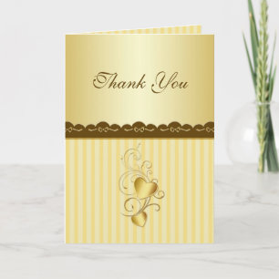 Golden joined hearts Wedding Thank you Card