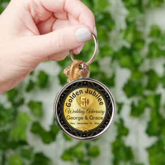 Golden Jubilee 50th Anniversary Gift for Wife on Key Ring
