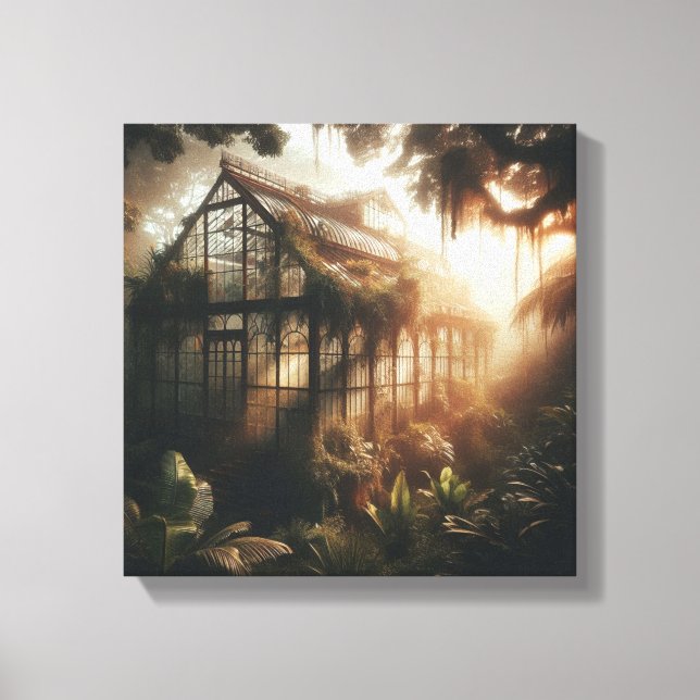 Golden Jungle Glasshouse Reclaimed by Nature Canvas Print (Front)