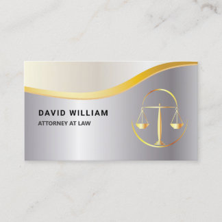 Golden Justice Scale Lawyer Attorney Silver Business Card