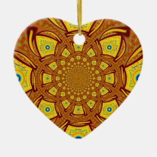 Golden Kaleidoscope Art Print Ceramic Tree Decoration