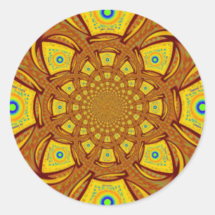 Golden Kaleidoscope Art Print Classic Round Sticker