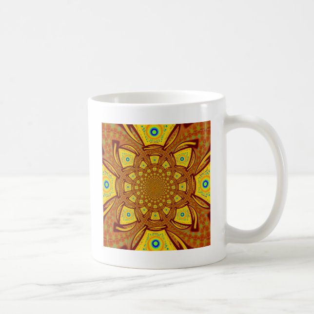 Golden Kaleidoscope Art Print Coffee Mug (Right)