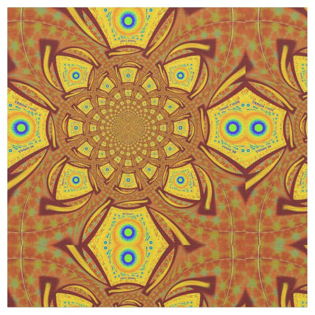 Golden Kaleidoscope Art Print Fabric (Close Up)