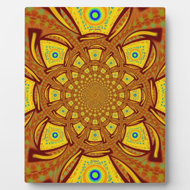 Golden Kaleidoscope Art Print Plaque (Front)