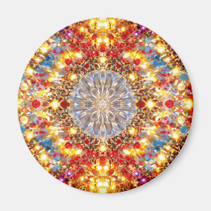 Golden Kaleidoscope Mandala - Sparkling Magnet