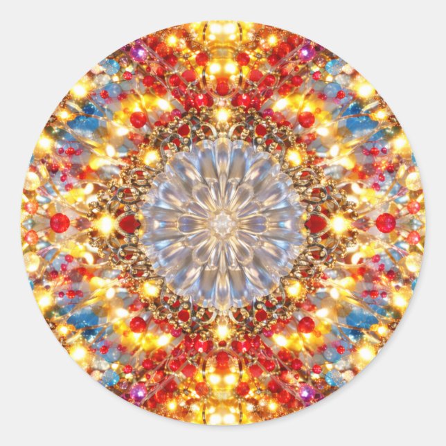 Golden Kaleidoscope Mandala - Sparkling Sticker (Front)