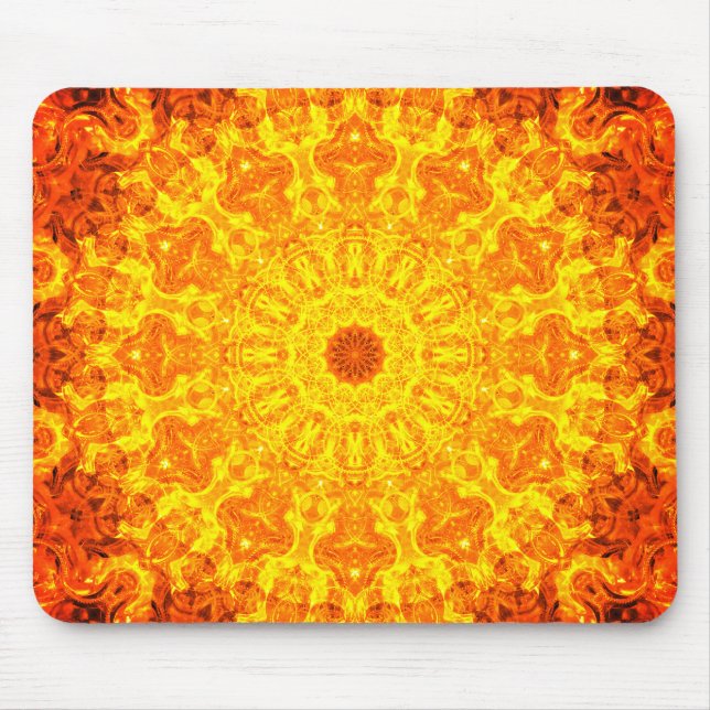 Golden Kaleidoscopic Mandala Art Mouse Pad (Front)