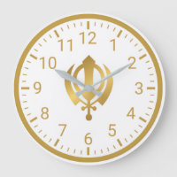 Golden Khanda Wall Clock | Sikh Symbol Home Decor