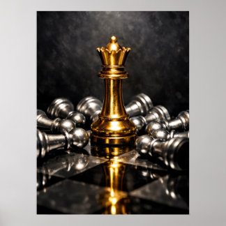 Golden King Chess Piece – Strategy, Power & Victor Poster