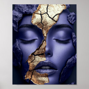 Golden Kintsugi Girl Portrait Poster