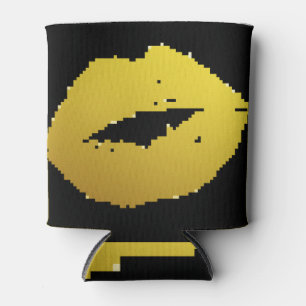 Golden Kiss Lips: Glitter Imprint Can Cooler