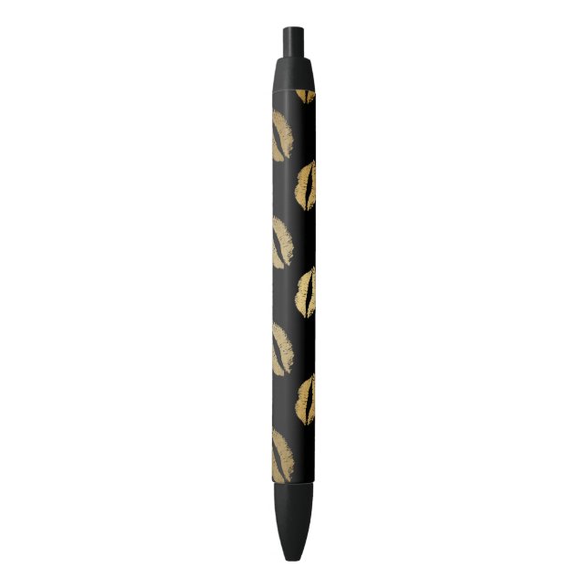 Golden kisses black ink pen (Front Vertical)