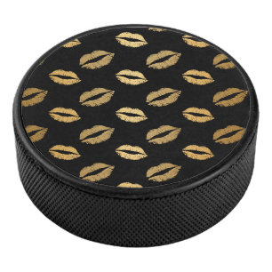 Golden kisses hockey puck
