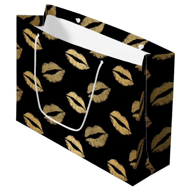 Golden kisses large gift bag (Front Angled)