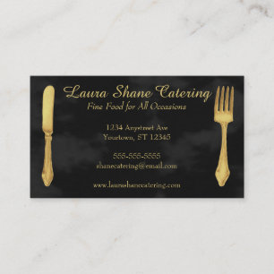 Golden Knife and Fork Catering Restaurant Business Card
