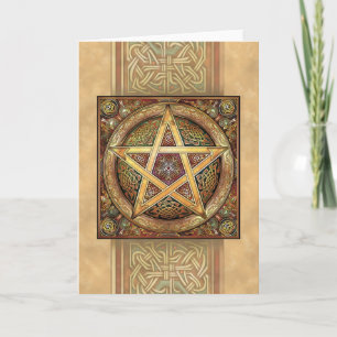 Golden Knotwork Pentacle Greeting Card
