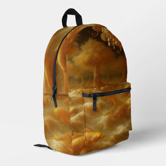 Golden Koi  Printed Backpack (Back Corner Left)